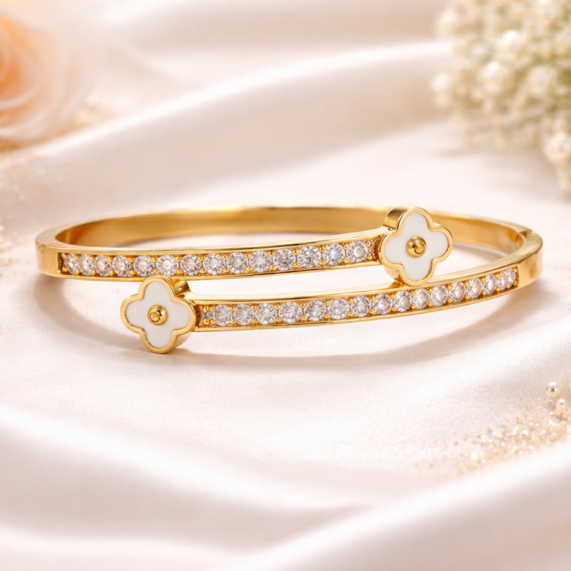 Double Row Flower Motif Bracelet