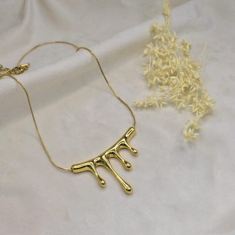 Bold Gold Melted Drip Necklace | Statement Collar Jewelry