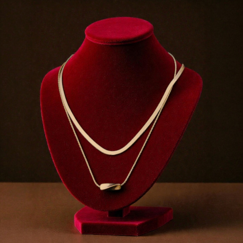 Modern Two-Layer Abstract Pendant Necklace | Chic Jewelry