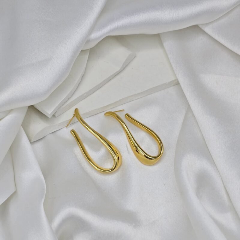 Minimalist Gold Loop Drop Earrings for Women – Modern U-Shaped Design