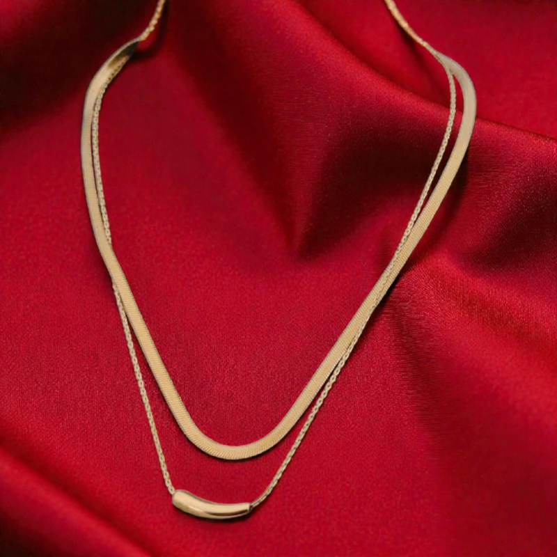 Minimalist Two-Layer Bar Pendant Necklace | Elegant Chain
