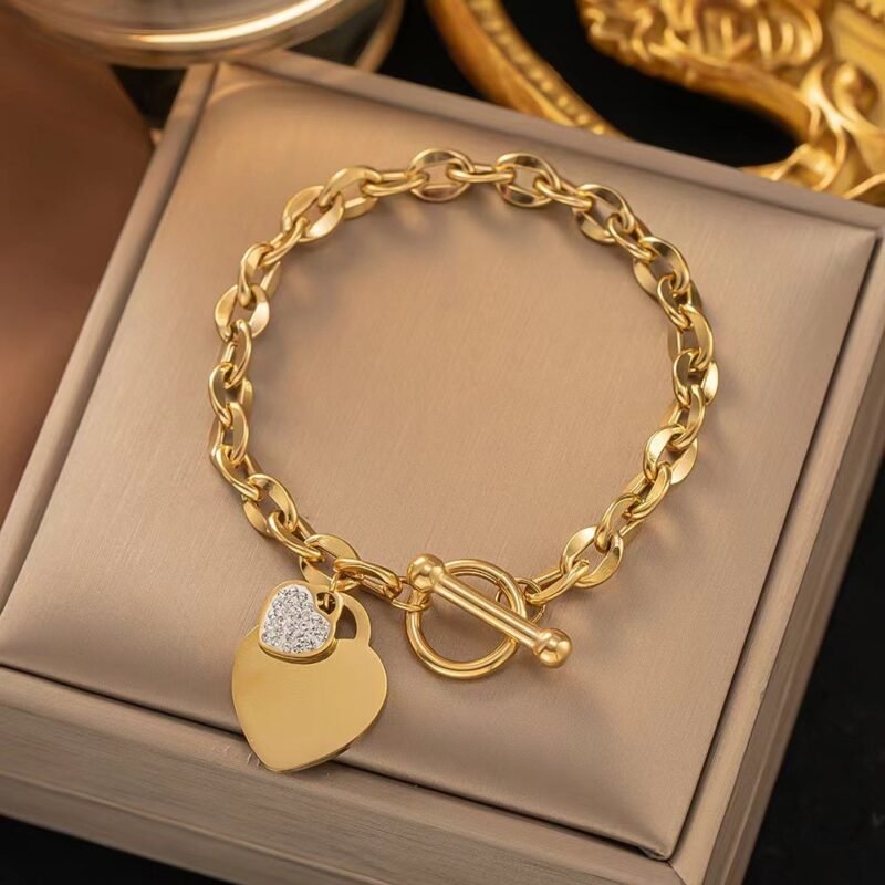 18K Gold Plated Heart Charm Bracelet
