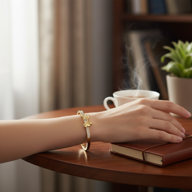 Sparkling Bow Crystal Coquette Bangle