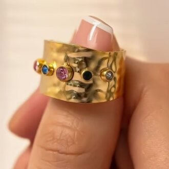 1pc Titanium Steel Does Not Fade Ins Internet Celebrity High-End Colorful Crystal Zirconia Personalized Opening Ring Female