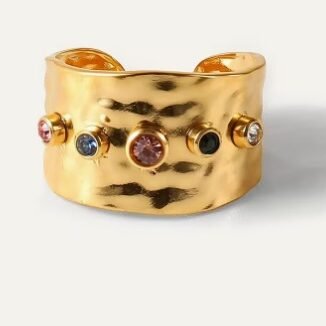 1pc Titanium Steel Does Not Fade Ins Internet Celebrity High-End Colorful Crystal Zirconia Personalized Opening Ring Female
